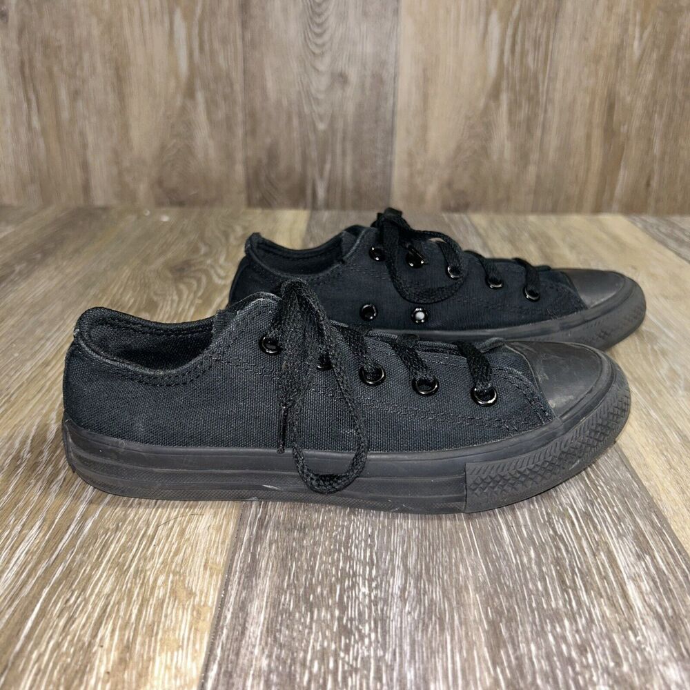 CONVERSE ALL STAR 314786F Low Top Canvas All Black Youth Kids US Size 13